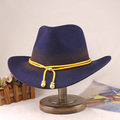 Wool Jazz Fedora Hat with Peanut Chain Stylish Unisex