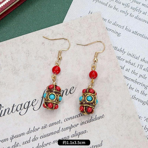Original Niche Nepal Exotic Tibetan Ethnic Earrings Retro Temperament Simple Earrings Show Face Thin Earrings.