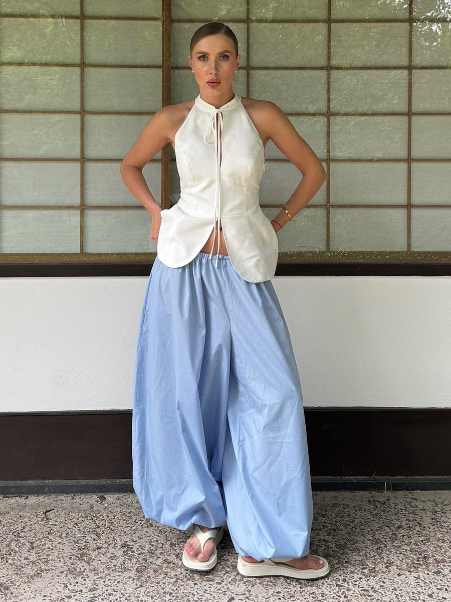 Cotton Lantern Pants Casual Street Style Loose Fit Trousers