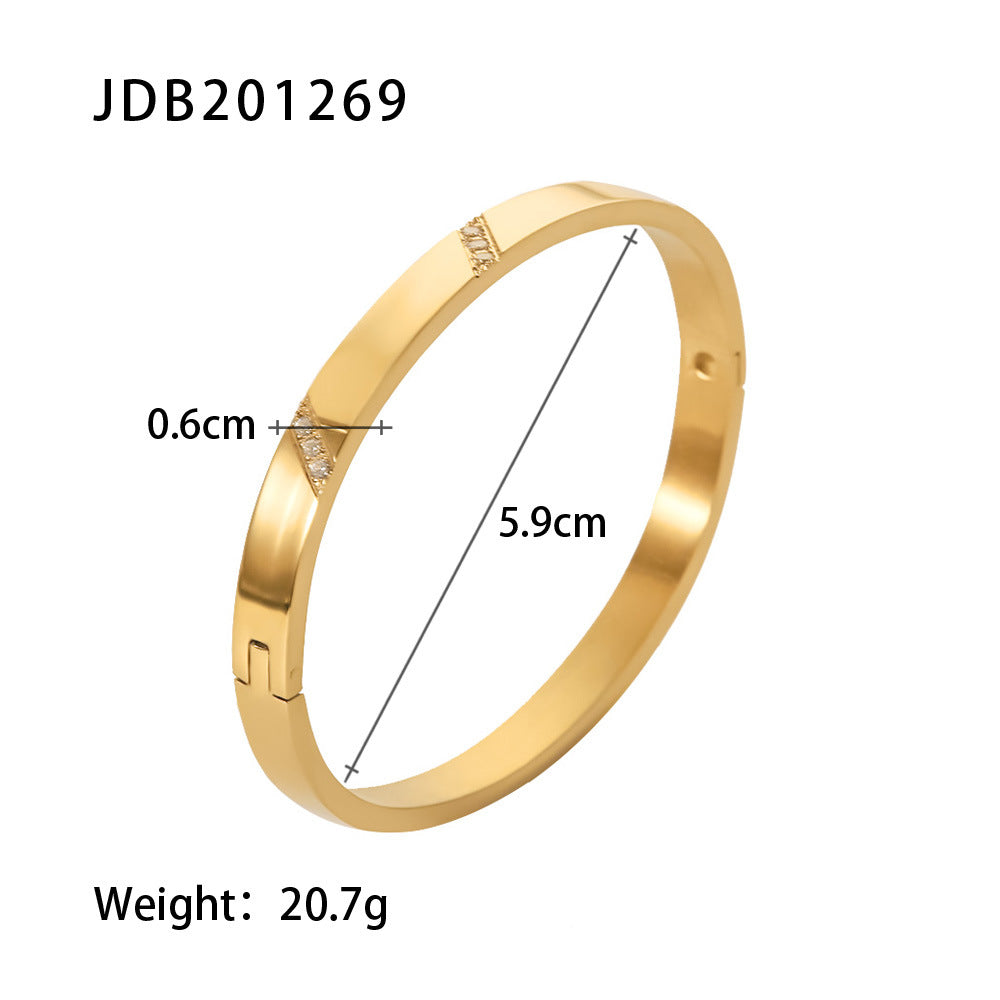 Vintage Zircon Wide Simple Bracelet