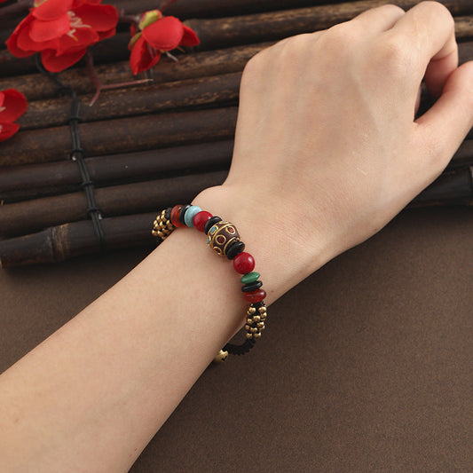 New National Style Jewelry Nepal Beads Turquoise Bracelet Retro Fashion Simple Hand-Woven Bracelet