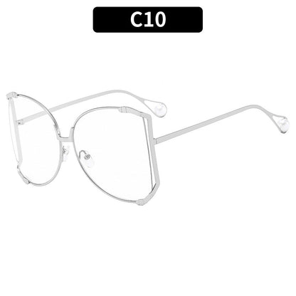 Trendy Oversized Metal Sunglasses UV400 Protection