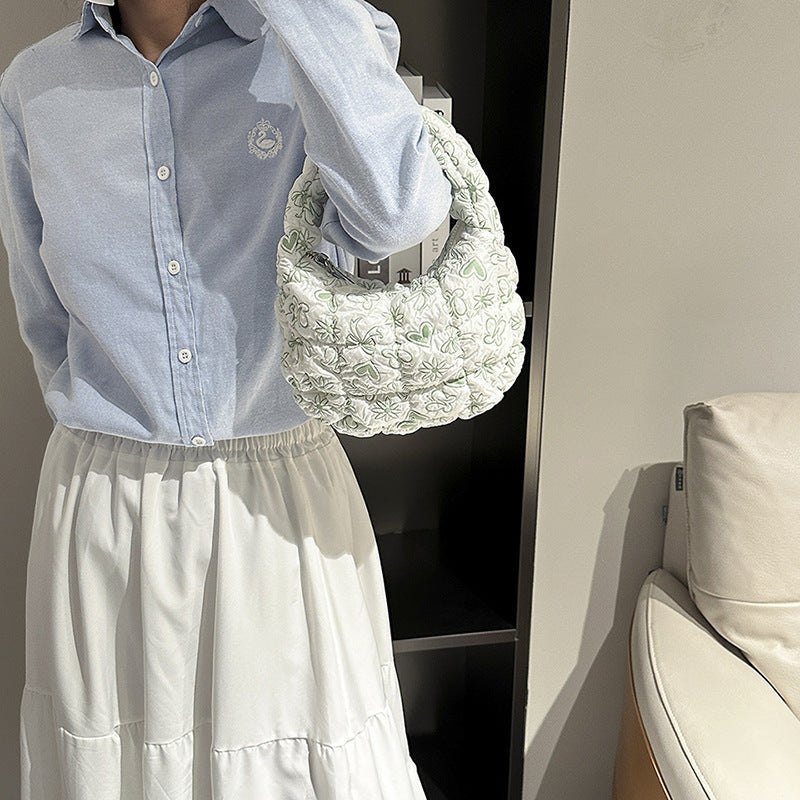 Mini Cloud Bag Stylish Pleated Nylon Handbag