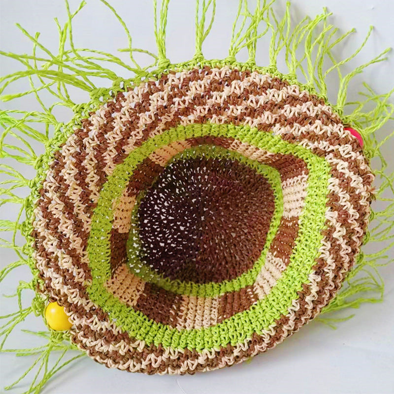 Handmade Straw Adult Hat Outdoor Beach Casual Visor Hat Featuring Resort Air Breathable Straw Hat