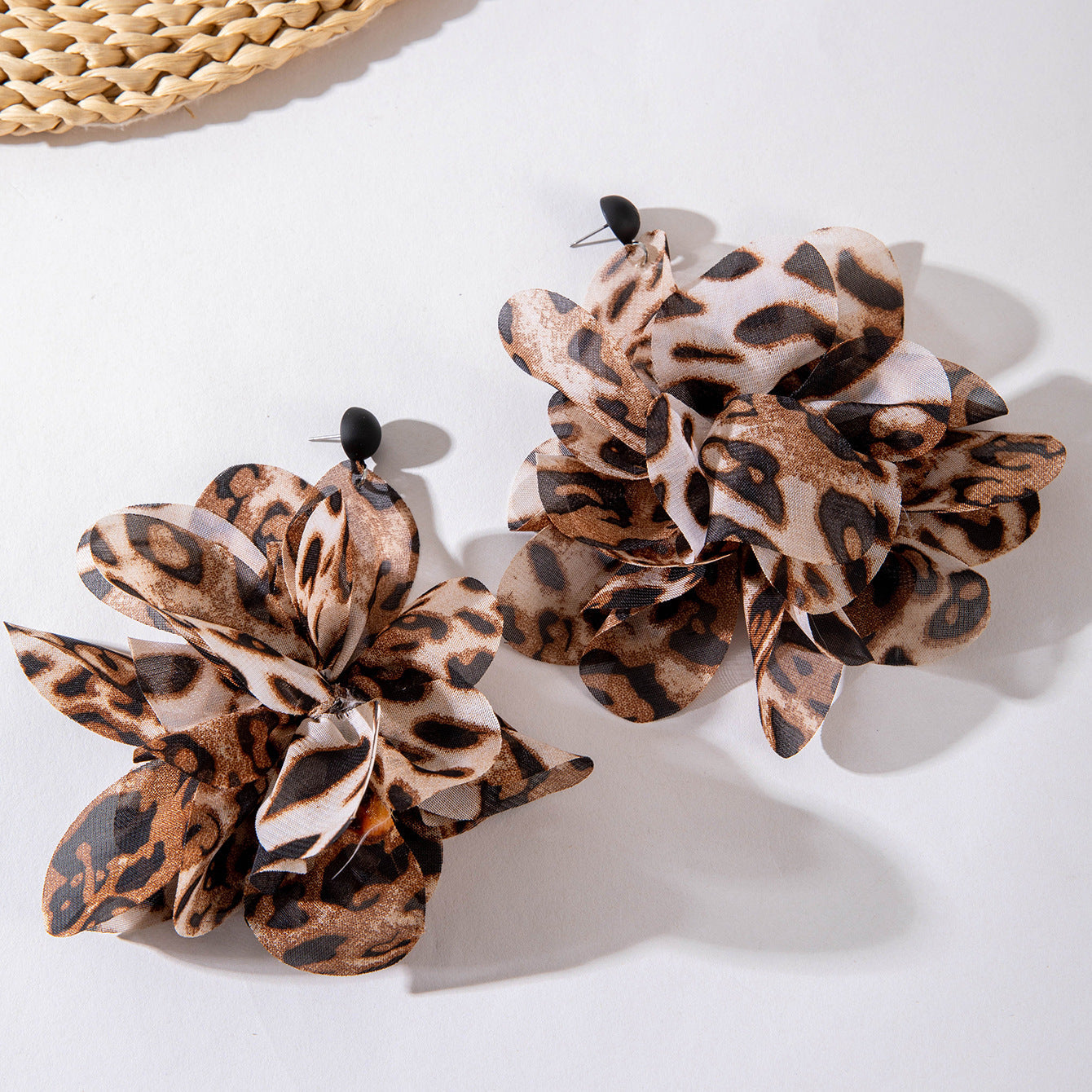 Geometric Leopard Print Resin Drop Earrings For Women
