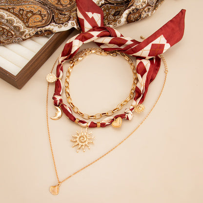 Starfish Shell Pendant Necklace Creative Layered Choker Chain For Women