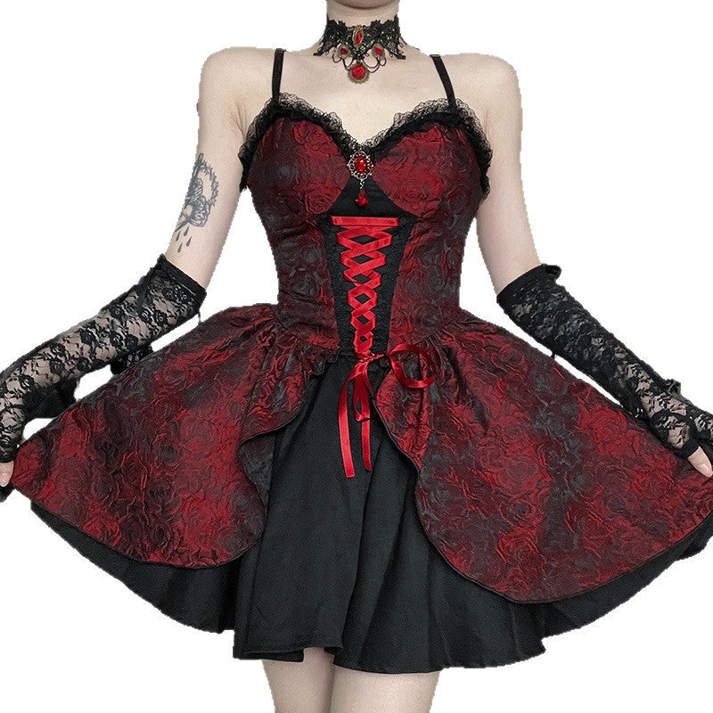 Gothic Floral Embroidered Maxi Dress