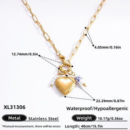 DIY Stainless Steel Heart Pendant Necklace with 18k Gold Plating