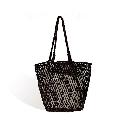 Woven Handbag with Hollow Design Large Capacity Fashionable Shoulder Bag