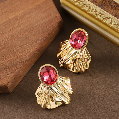 Stylish Geometric Zirconia Stud Earrings With Silver Pins