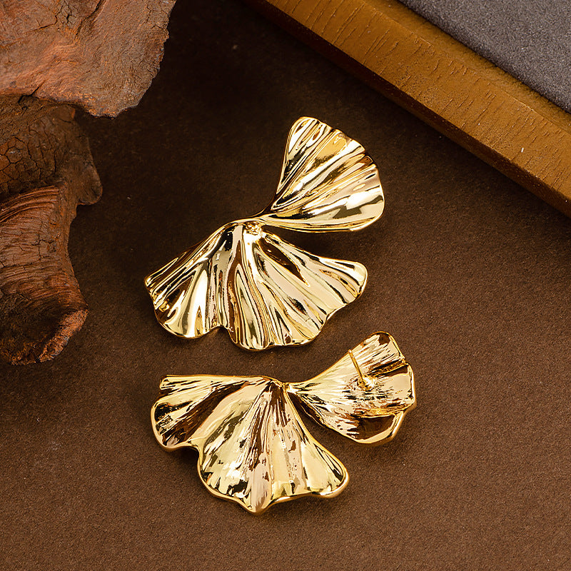 Stylish Ginkgo Leaf Metal Earrings For Women