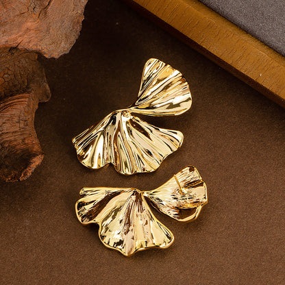 Stylish Ginkgo Leaf Metal Earrings For Women