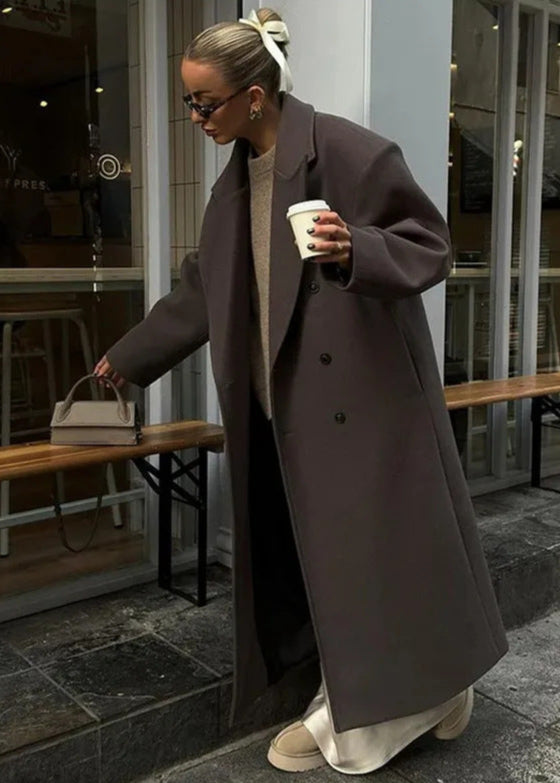 Double Breasted Wool Overcoat Brown Classic