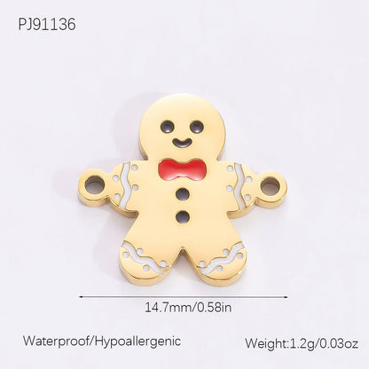 DIY Christmas-Themed 18K Gold-Plated Stainless Steel Pendant Accessories