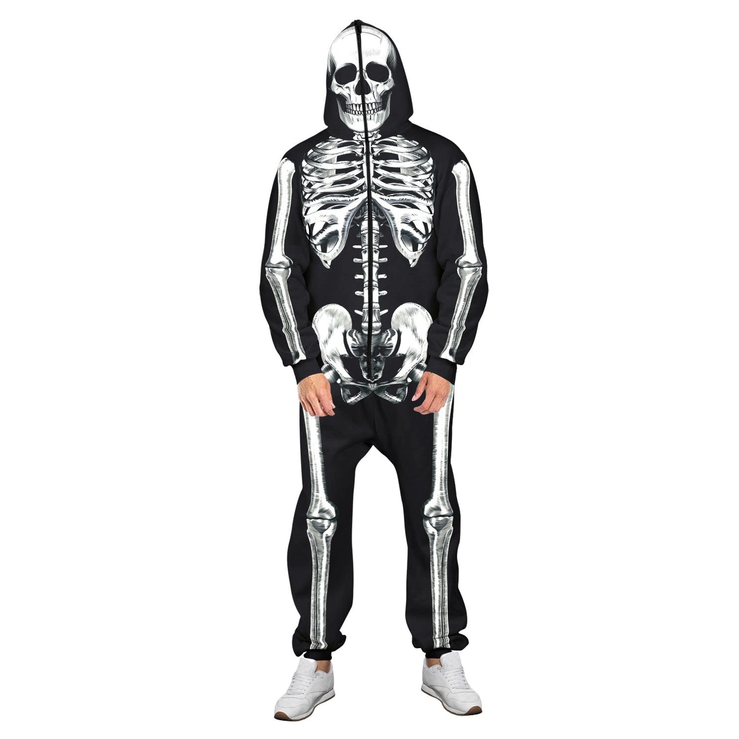 Graphic Skeleton Print Loose Fit Jumpsuit for Halloween