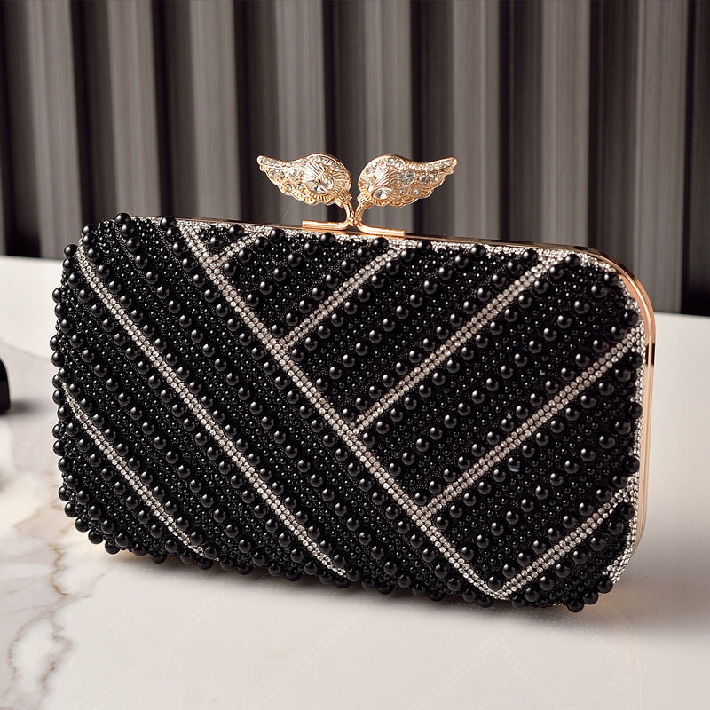 Trendy Pearl Evening Clutch Bag Stylish Party Handbag