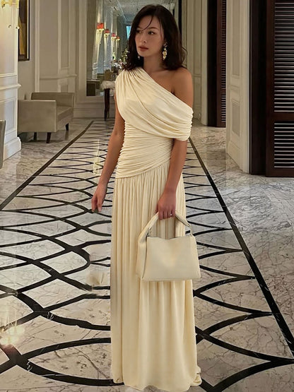 Trendy Off-Shoulder Ruched Dress Elegant Maxi Dress