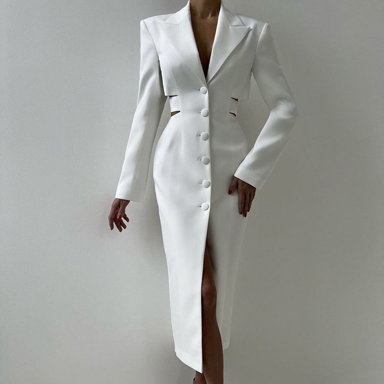 New Hollow Waist Design Elegant Blazer Dress