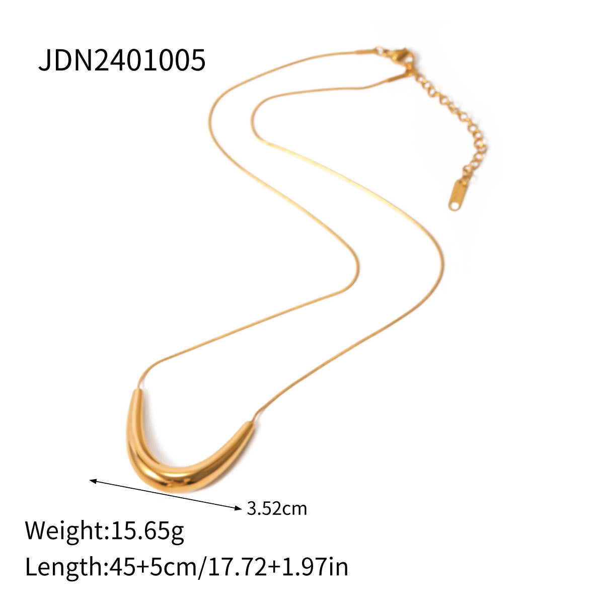 Simple Metal Smile Pendant Necklace