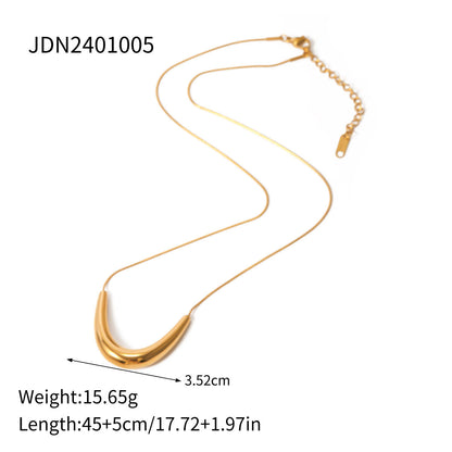 Simple Metal Smile Pendant Necklace