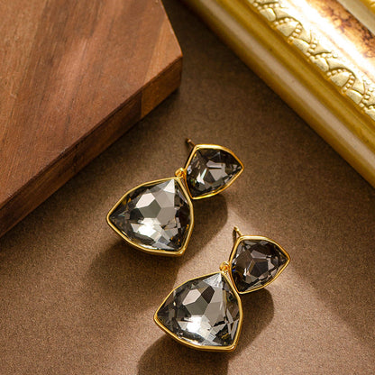 Geometric Triangle Zircon Stud Earrings For Women Elegant Chic Style