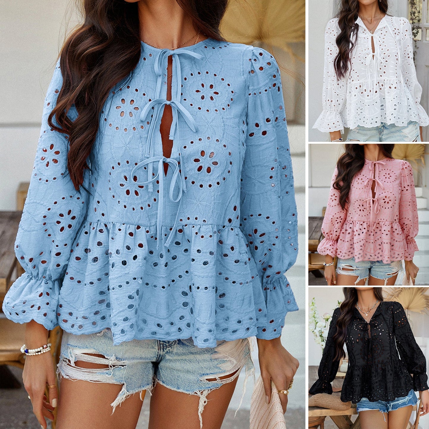 Casual Open Front Cardigan Top With Drawstring