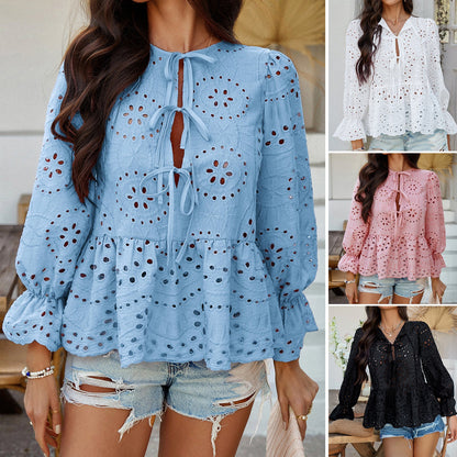 Casual Open Front Cardigan Top With Drawstring
