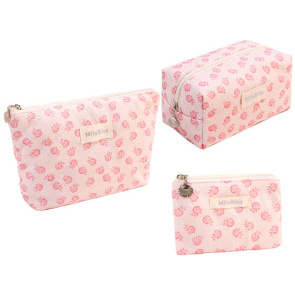 Cute Flower Print Large Capacity Cosmetic Bag