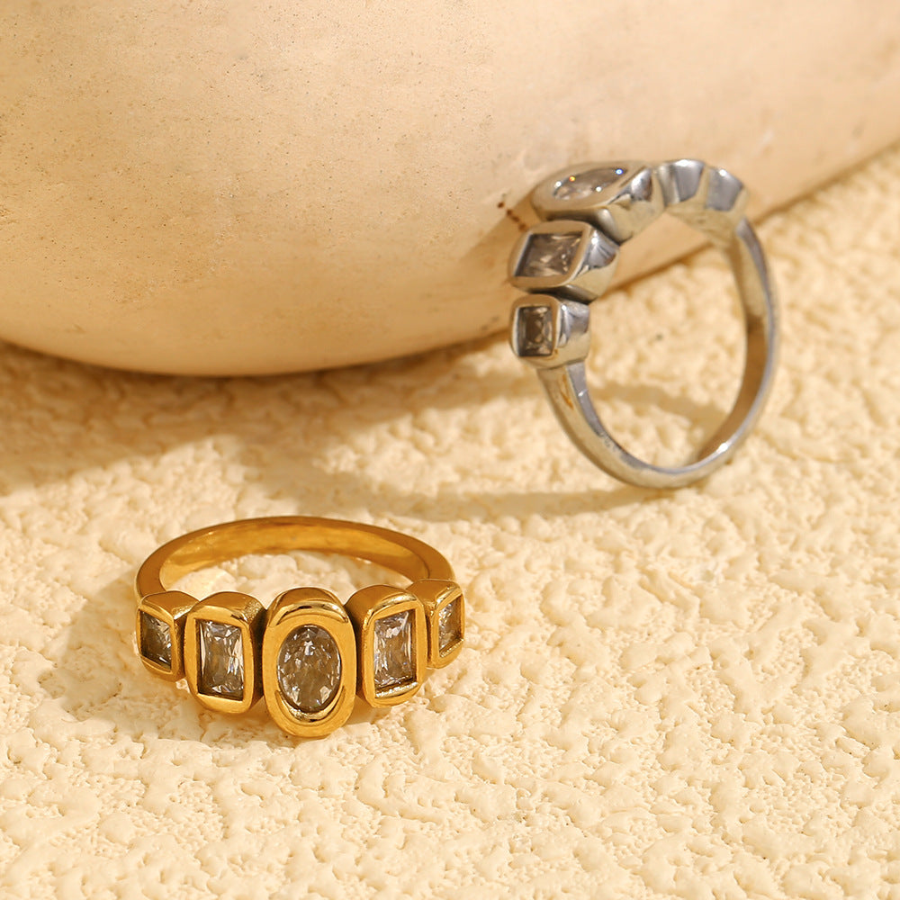 Simple Geometric Bezel-Set Zircon Ring