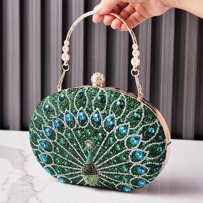Vintage Peacock Rhinestone Evening Bag Elegant Party Purse