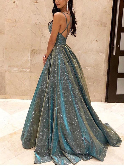 Elegant A-Line Evening Gown with Sequin Detail