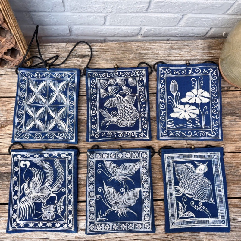 Batik Blue Dye Blue And White Dye Plant Dye Coarse Cloth Messenger Bag