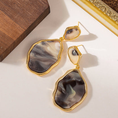 Geometric Leopard Print Drop Earrings Fashionable Alloy Jewelry
