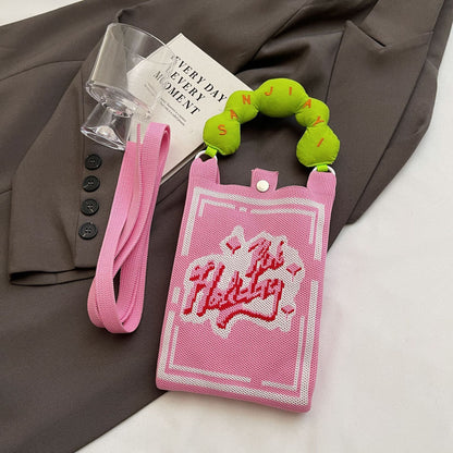 Trendy Knitted Crossbody Phone Bag Cute Cartoon Design