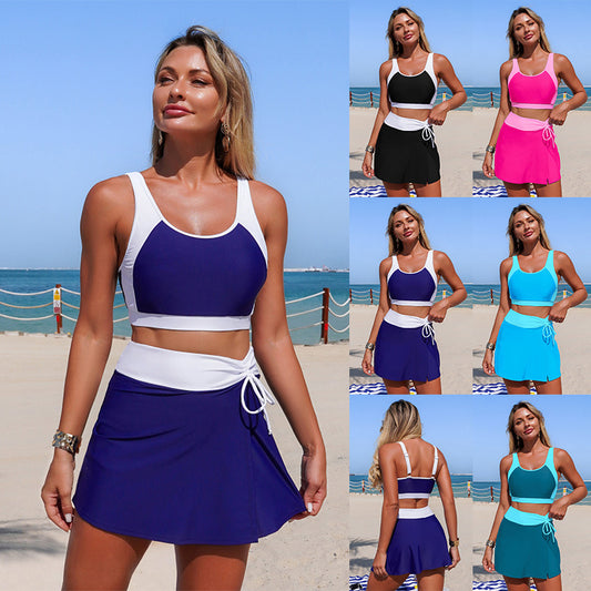 New Women'S Two-Piece Swim Dress In Nylon With Pockets