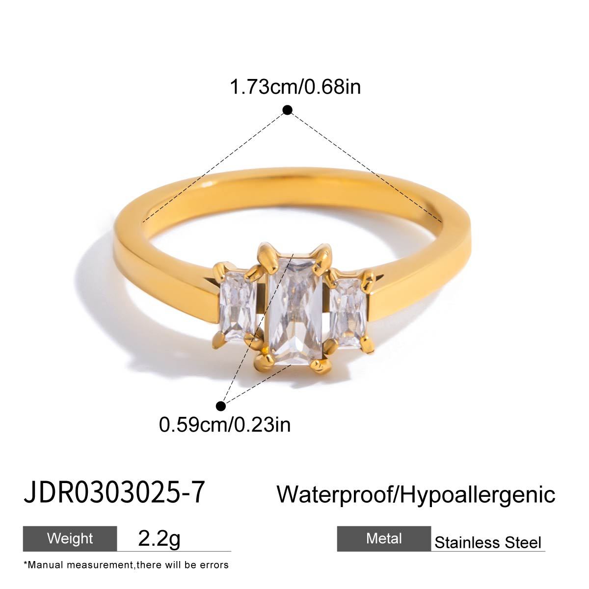 Luxury Gold Plated Geometric Zircon Ring