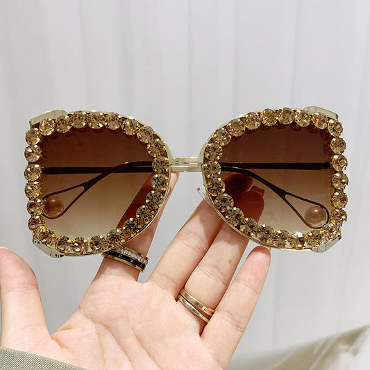 Trendy Oversized Luxury Rhinestone Sunglasses for Women