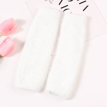 Cute Fuzzy Warm Solid Color Fingerless Gloves