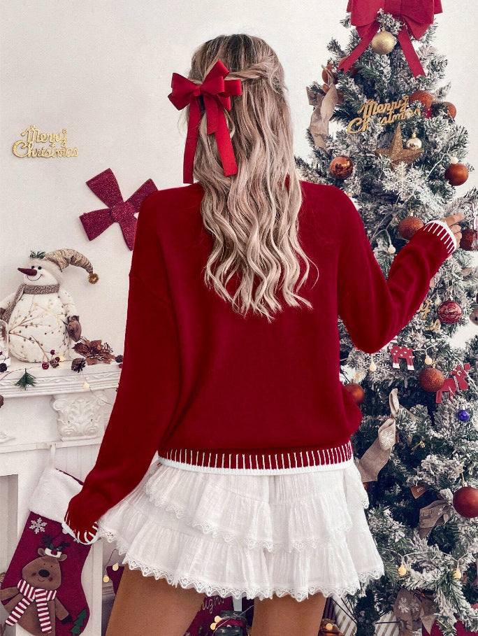 Casual Round Neck Knit Christmas Pullover Sweater