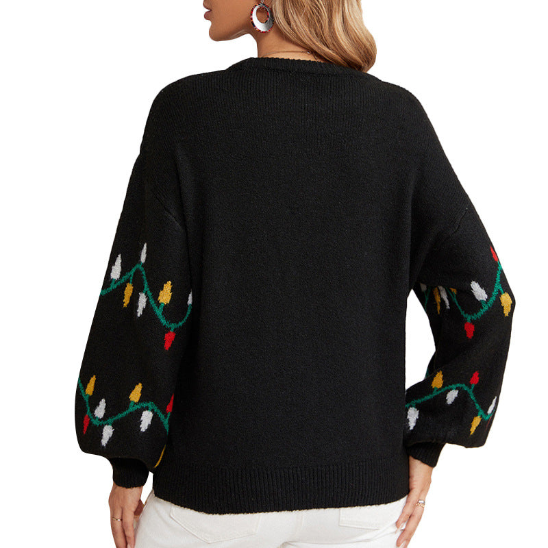 Funny Colorful Lights Loose Knit Christmas Sweater