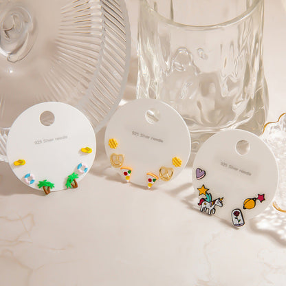 Cute Cartoon Character 925 Silver Stud Earrings Minimalist Fashion Accessories