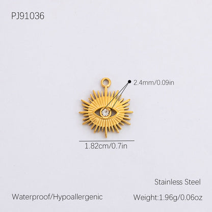 Vintage DIY 18K Gold Plated Stainless Steel Bow Star Heart Pendant