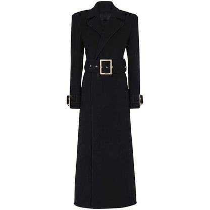Plaid Long Wool Blend Coat Elegant Casual Outerwear