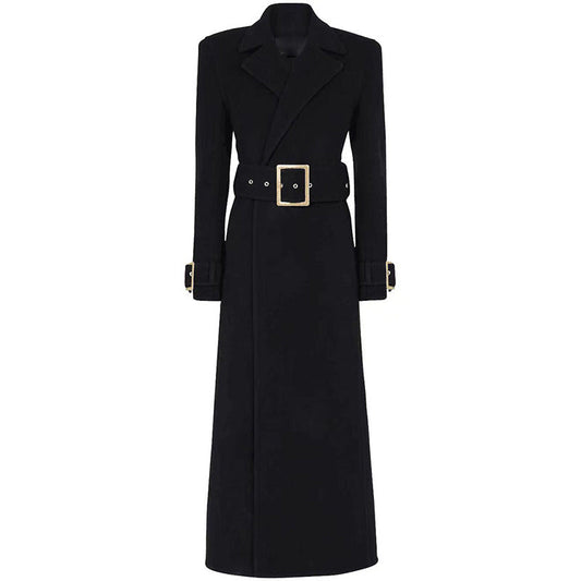 Plaid Long Wool Blend Coat Elegant Casual Outerwear