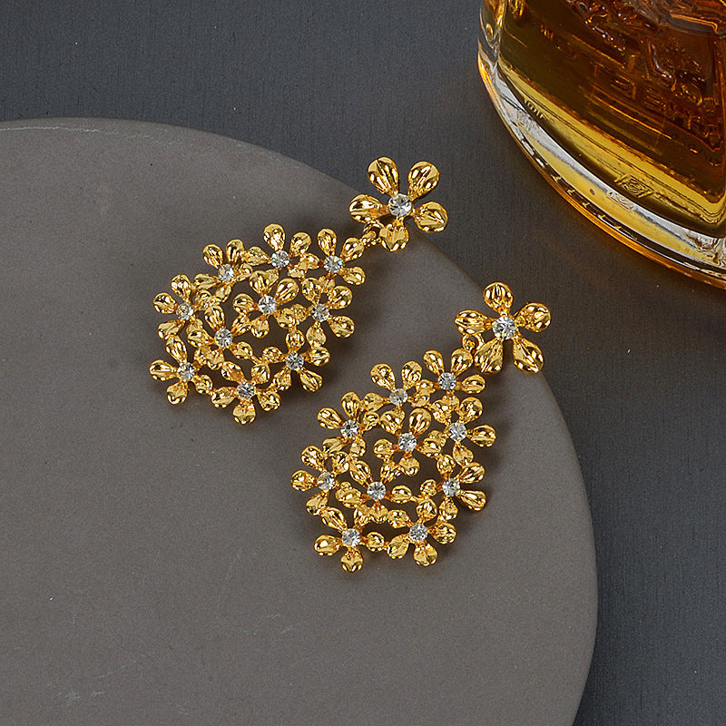 Geometric Gold Plated Earrings For Women Fashion Luxurious Style
