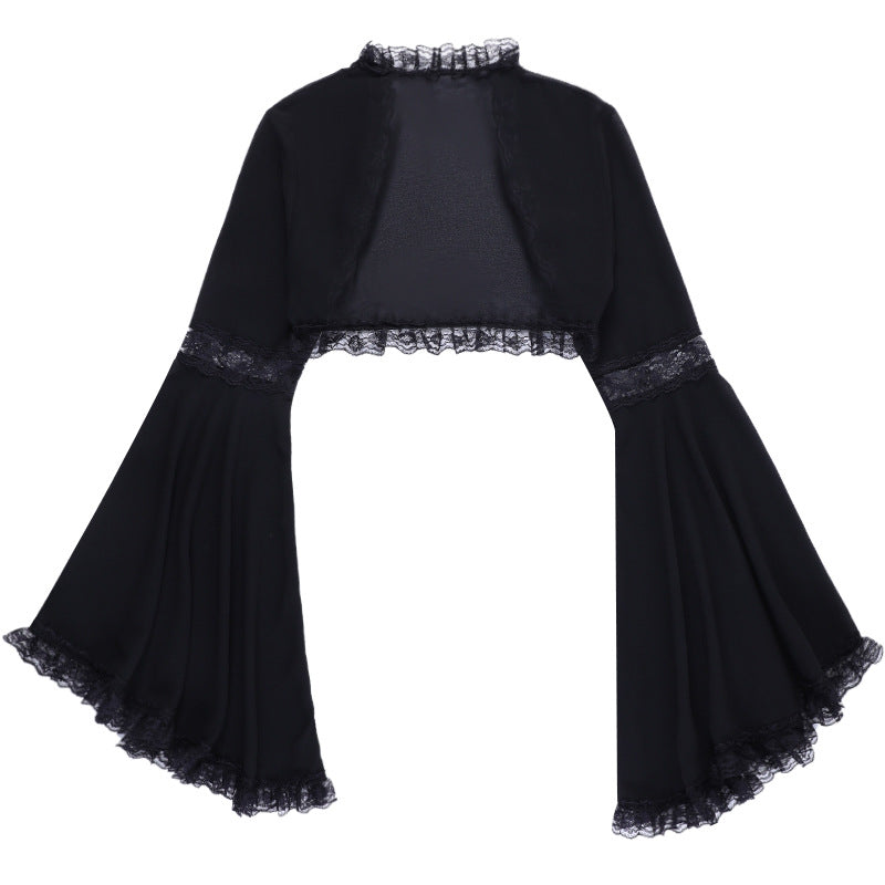 Dark Sexy Lace Bell Sleeve Cardigan Top for Women