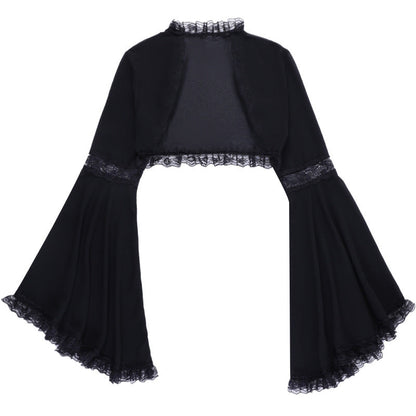 Dark Sexy Lace Bell Sleeve Cardigan Top for Women
