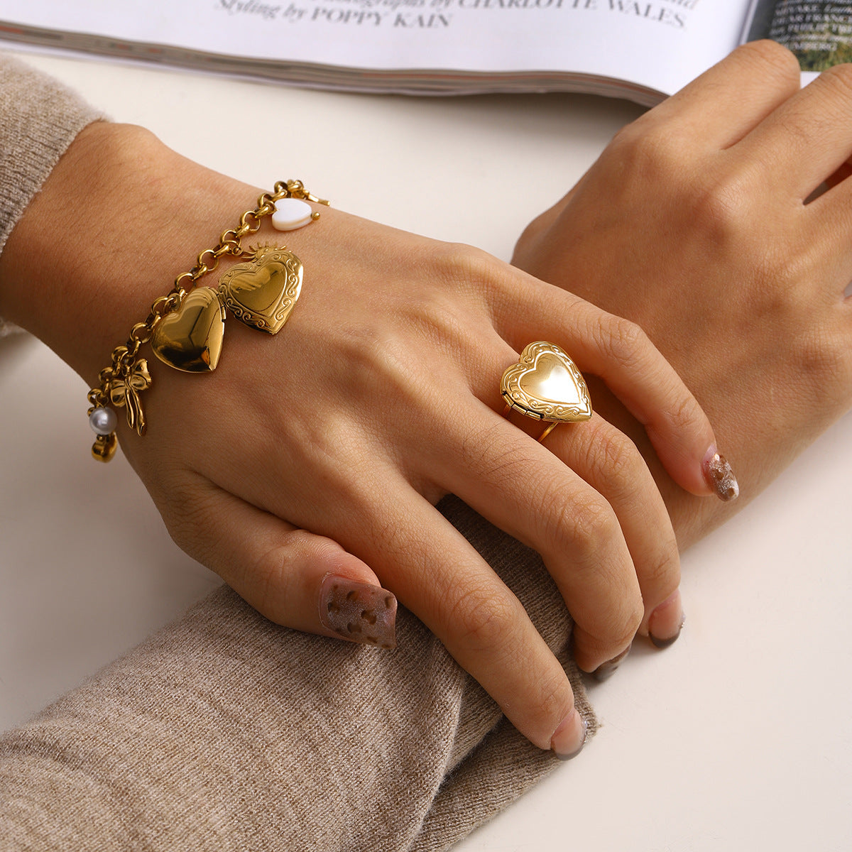 Minimalist Heart Pendants Tassel Chain Bracelet