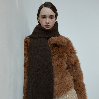 Knitted Wool Blend Solid Color Scarf for Women
