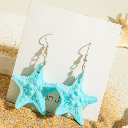 Bohemian Resin Starfish Earrings Ocean-Inspired Jewelry